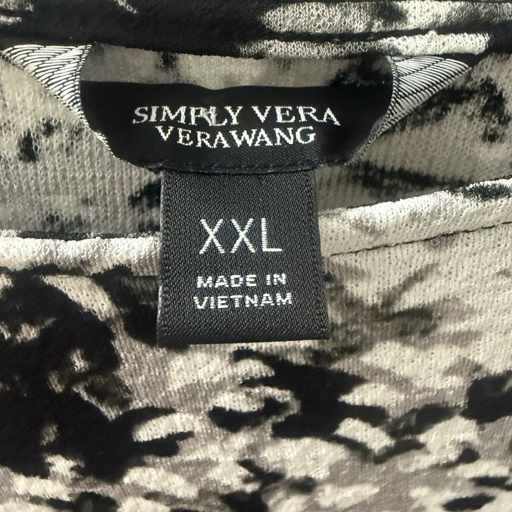 Simply Vera Vera Wang Black, White & Gray Floral Blouse Size XXL Women’s Top - Picture 7 of 15